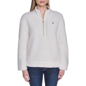 imageNautica Womens Mockneck Fleece Sweater PulloverSoft Ivory