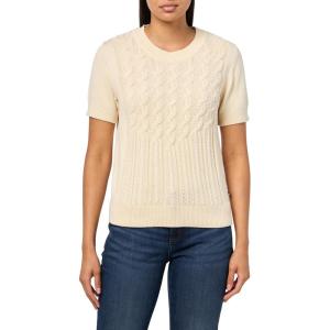 imageNautica Womens Short Sleeve Crew Neck Cable Solid SweaterWhite Swan