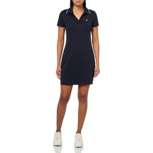 imageNautica Womens Short Sleeve Solid Scalloped Trim Polo DressNight Sky