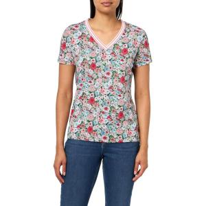 imageNautica Womens Solid VNeck Short Sleeve TShirtBloom Multi