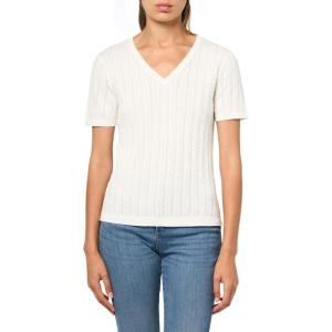 imageNautica Womens Solid VNeck Short Sleeve TShirtIvory