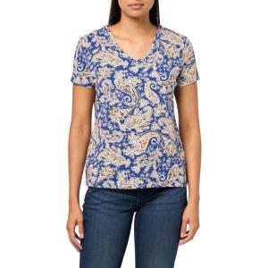 imageNautica Womens Solid VNeck Short Sleeve TShirtMarina Blue Multi