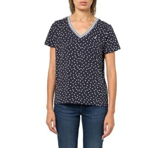 imageNautica Womens Solid VNeck Short Sleeve TShirtNight SkyBright White