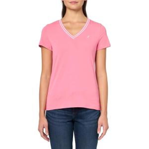 imageNautica Womens Solid VNeck Short Sleeve TShirtPeony