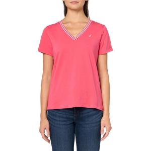 imageNautica Womens Solid VNeck Short Sleeve TShirtRosette