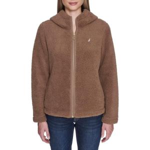 imageNautica womens Solid Sherpa Zipup Hoodie JacketBarley