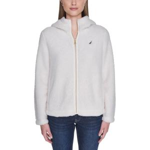 imageNautica womens Solid Sherpa Zipup Hoodie JacketSoft Ivory