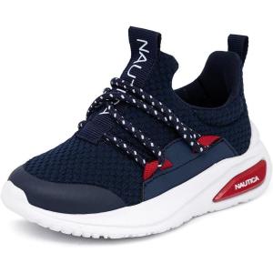 imageNautica Kids Athletic SlipOn Sneakers  Comfortable Bungee Running Shoes for Boys and Girls  Stylish and Supportive Footwear for Active Kids Big KidLittle KidToddlerNavy White Redswimm
