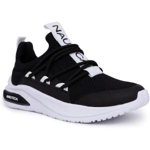 imageNautica Kids Athletic SlipOn Sneakers  Comfortable Bungee Running Shoes for Boys and Girls  Stylish and Supportive Footwear for Active Kids Big KidLittle KidToddlerBlackWhite