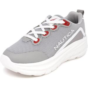 imageNautica Kids LaceUp Sneakers  Comfortable Running Shoes for Boys and Girls  Little KidBig KidGrey White Redmariln