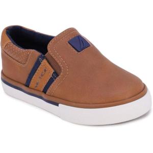 imageNautica Kids SlipOn Sneakers  Casual LowTop Shoes for Boys and Girls  Comfortable Athletic Style for School Play and Everyday Wear  ToddlerLittle KidBig Kid SizesTan Ivory