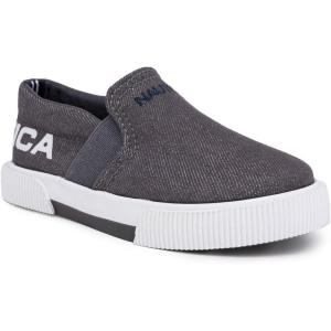 imageNautica Kids SlipOn Sneakers  Casual LowTop Shoes for Boys and Girls  Comfortable Athletic Style for School Play and Everyday Wear  ToddlerLittle KidBig Kid SizesGrey Denim