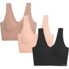 imageNautica Womens 3Pack Wireless Bra Laser Lounge NoShow Everyday Comfort BralettesBlackBarely TherePale Taupe
