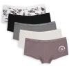imageNautica Womens Cotton Boyshort Underwear Set 5PackDark SlateSilver CloudMoonstoneBlackNt Hibiscus