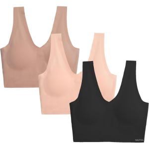 imageNautica Womens 3Pack Wireless Bra Laser Lounge NoShow Everyday Comfort BralettesBlackBarely TherePale Taupe