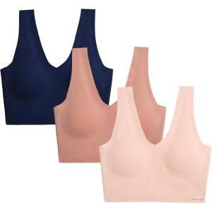imageNautica Womens 3Pack Wireless Bra Laser Lounge NoShow Everyday Comfort BralettesSepia RoseCafe LatteNocturnal Navy