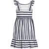 imageNautica Girls Printed Flutter Dress Sleeveless with Ruffled Shoulders ampamp Cinched WaistPeacoat Stripe