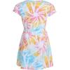 imageNautica Girls Short Sleeve Jersey Tee Dress with Elastic Cinched Waist Fun Designs ampamp ColorsWhite Sunburst Tie Dye