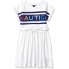 imageNautica Girls Short Sleeve Jersey Tee Dress with Elastic Cinched Waist Fun Designs ampamp ColorsWhite