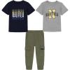 imageNautica babyboys 3 Pc Two Tee Pant SetHeather MistNavy BlazerDeep Lichen Green