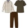 imageNautica babyboys 3pc Woven Shirt Pant SetGrape LeafFarina HeatherCrew Brown