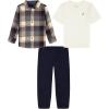 imageNautica babyboys 3pc Woven Shirt Pant SetVanilla Ice PlaidNavy Blazer