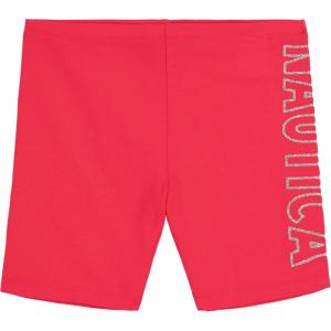 imageNautica Girls Active Bike Shorts Soft ampamp Stretchy Spandex with Flat Waistband ampamp Logo DesignVirtual Pink Heart