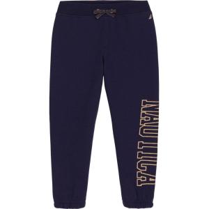 imageNautica Girls Fleece Pullon Jogger Sweatpants Functional Side PocketsPeacoat Glitter Art