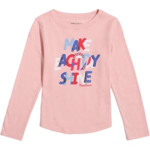 imageNautica Girls Long Sleeve Graphic TShirtCoral Blush Shine
