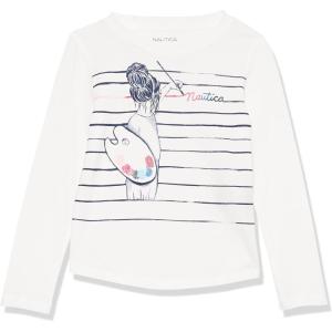 imageNautica Girls Long Sleeve Graphic TShirtWhite Paint