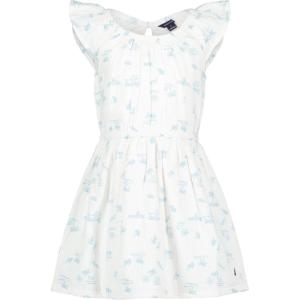 imageNautica Girls Printed Flutter Dress Sleeveless with Ruffled Shoulders ampamp Cinched WaistWhite Sand and City