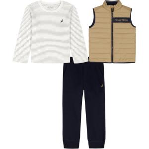 imageNautica babyboys 3 Pc Puff Vest Pant SetIncenseNavy Blazer