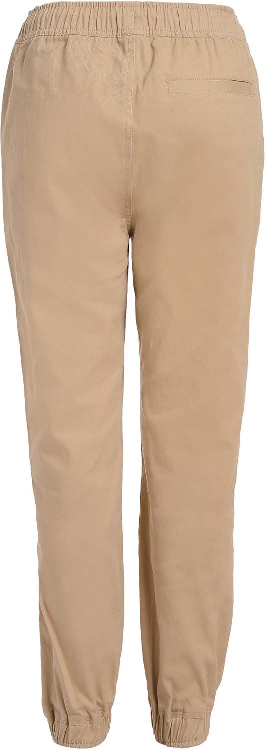 imageNautica Boys School Uniform Jogger Pants Elastic Waistband with Drawstring Closure Stretch Twill FabricEvan Khaki