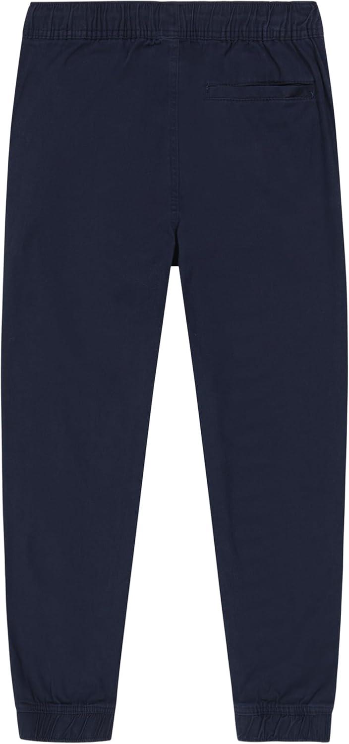 imageNautica Boys School Uniform Jogger Pants Elastic Waistband with Drawstring Closure Stretch Twill FabricEvan Navy