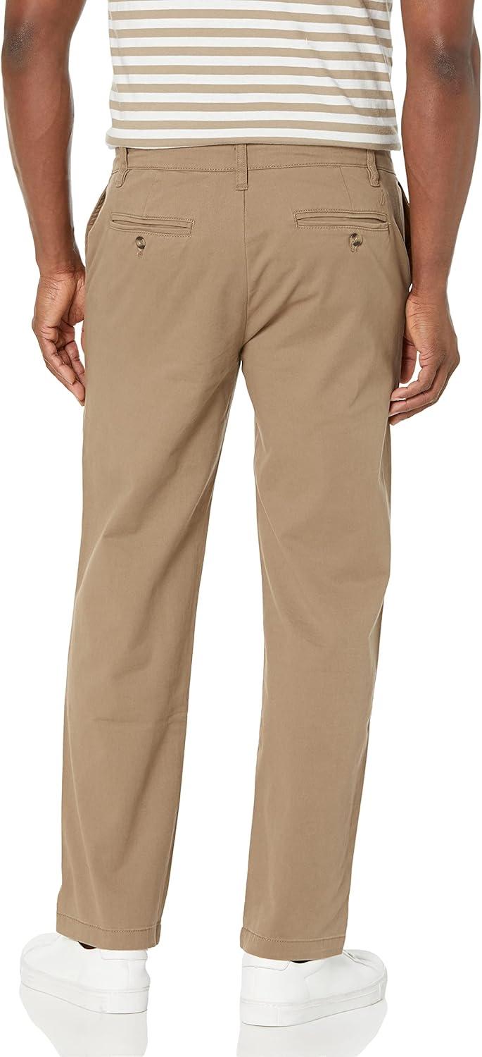 imageNautica Mens Classic Fit Flat Front Stretch Solid Chino Deck PantOyster Brown