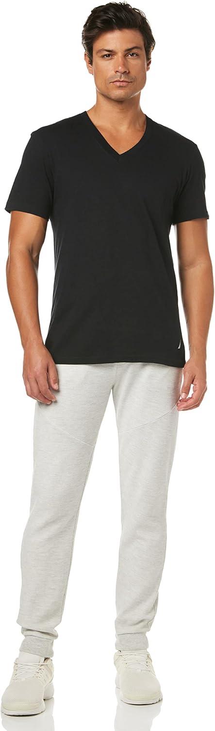 imageNautica Mens Cotton VNeck 3Pack TShirtNew WhiteBlackHeather Grey