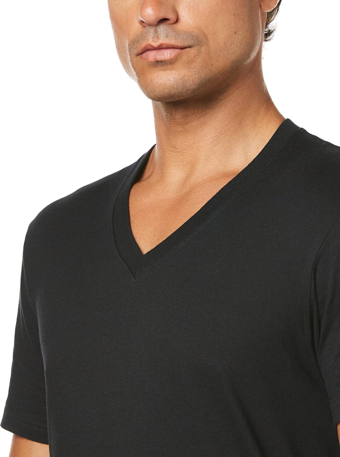 imageNautica Mens Cotton VNeck 3Pack TShirtNew WhiteBlackHeather Grey