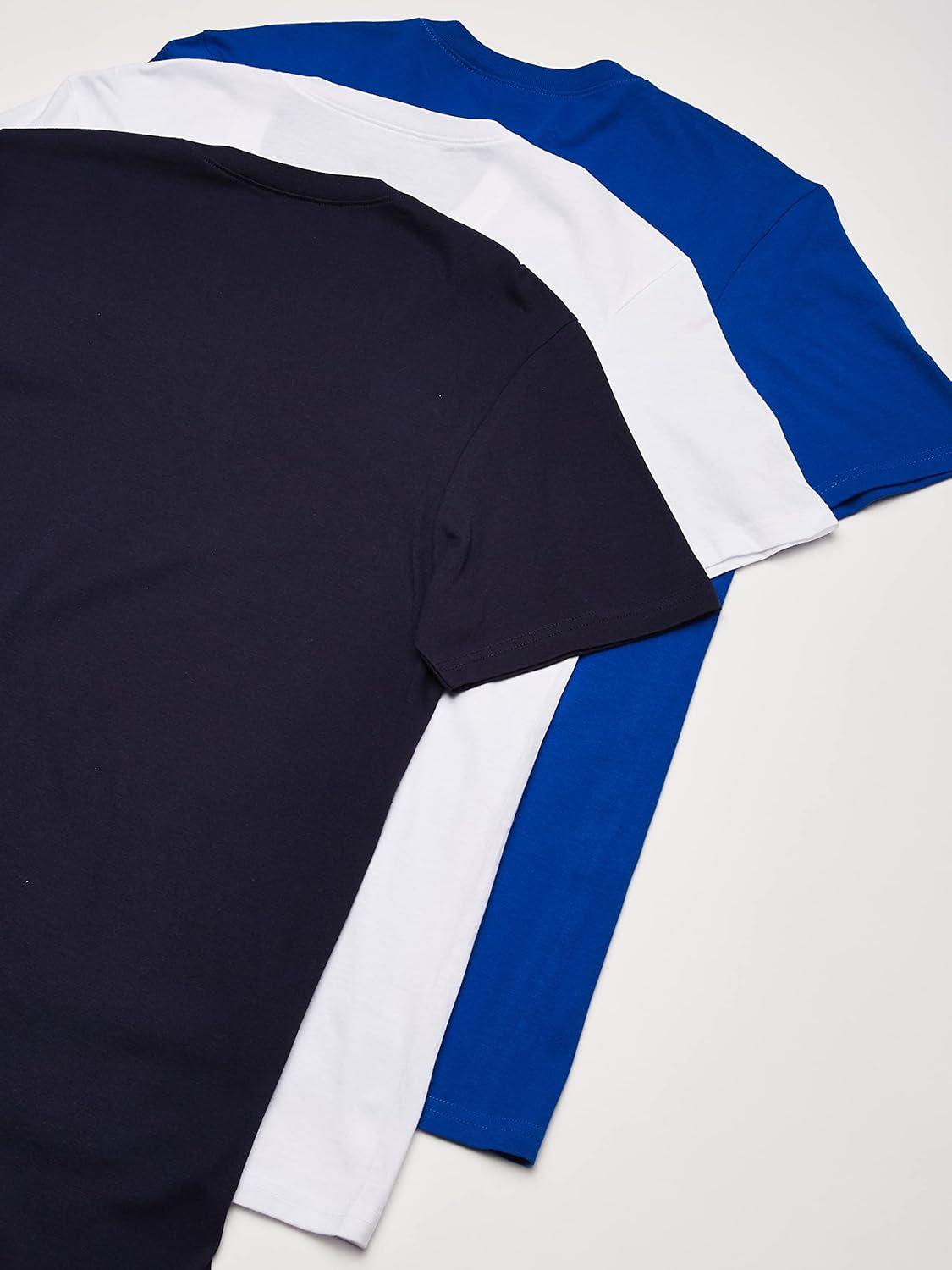 imageNautica Mens Cotton VNeck 3Pack TShirtPeacoatCobaltWhite