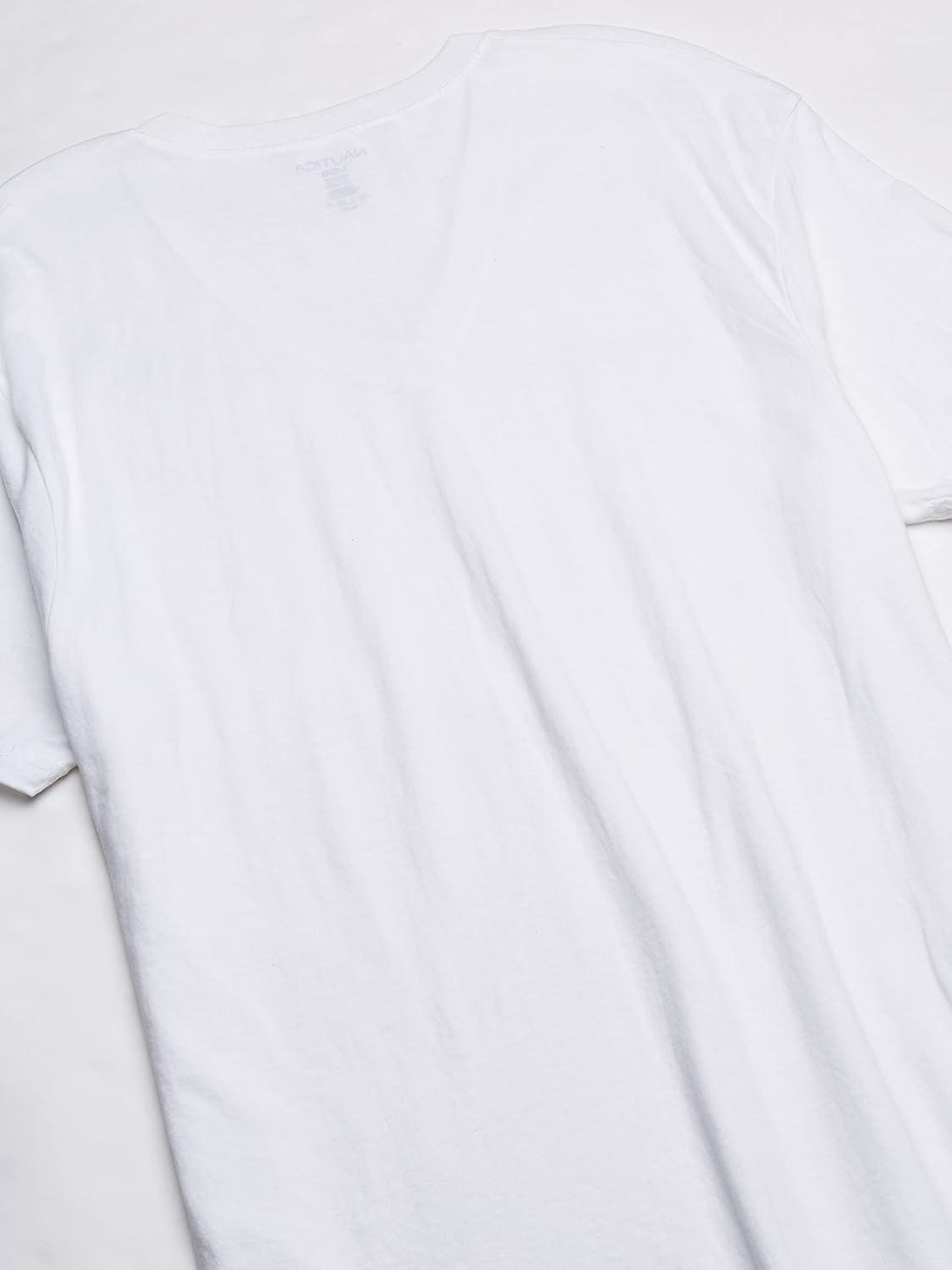 imageNautica Mens Cotton VNeck 3Pack TShirtWhite New