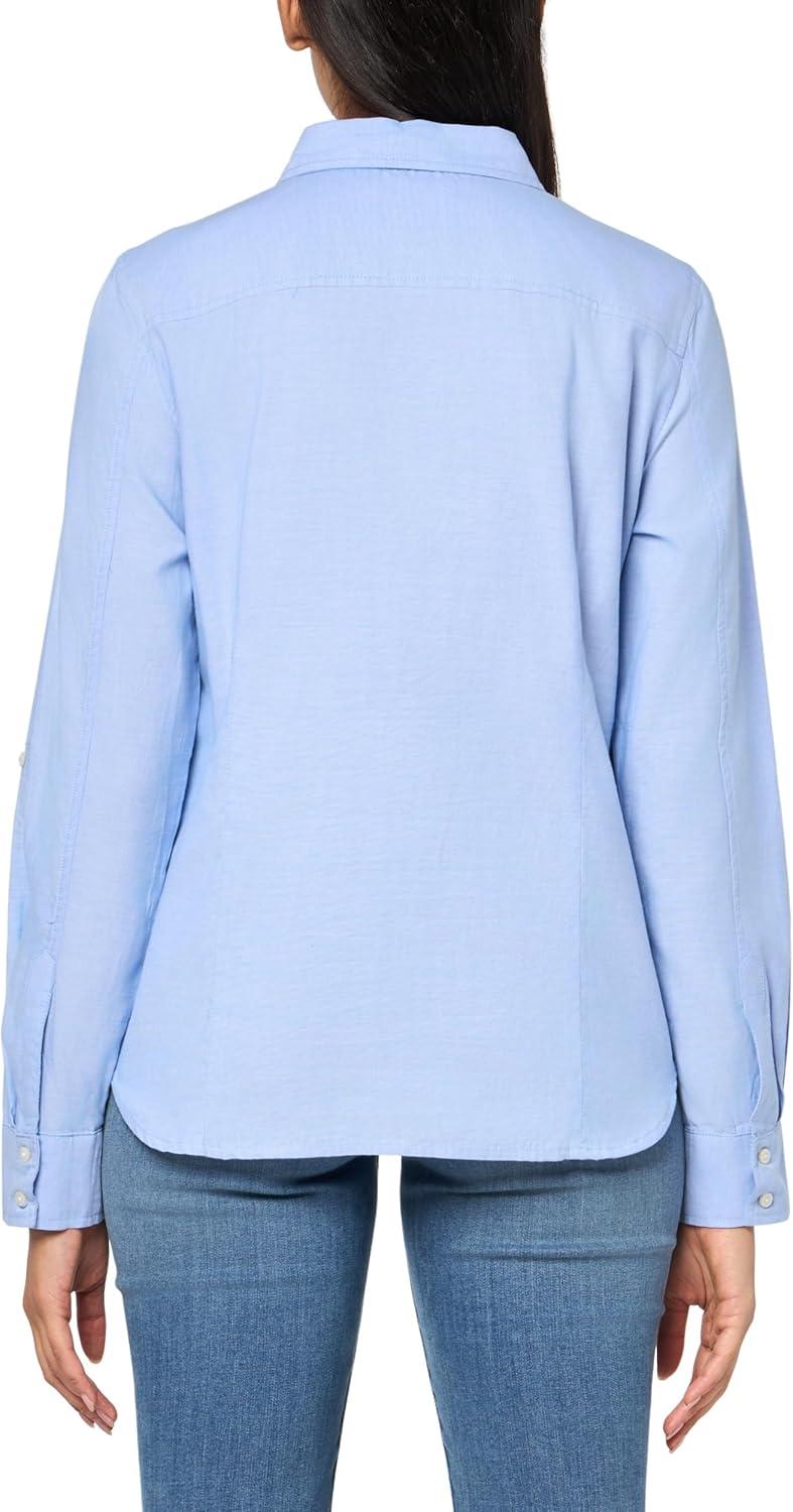imageNautica Womens Button Front Long Sleeve Roll Tab ShirtOxford French Blue