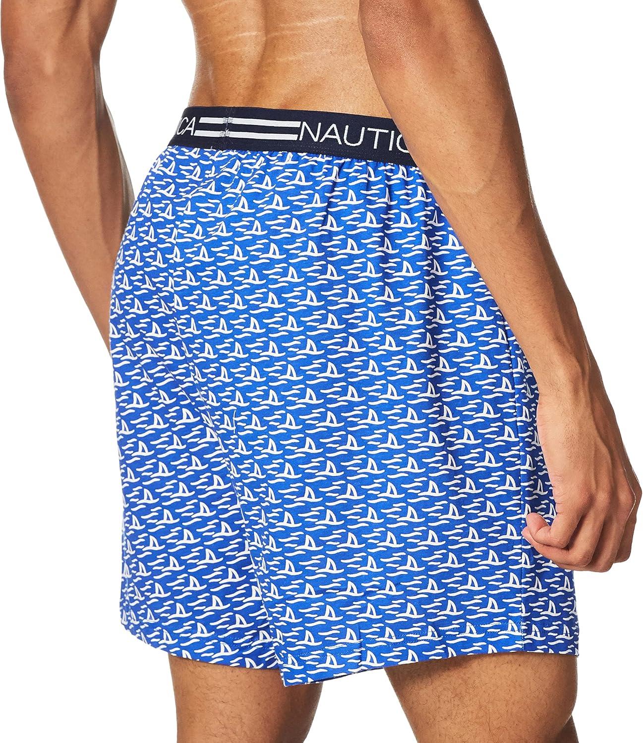 imageNautica mens Classic Cotton Loose Knit BoxerShark AttackBright Blue