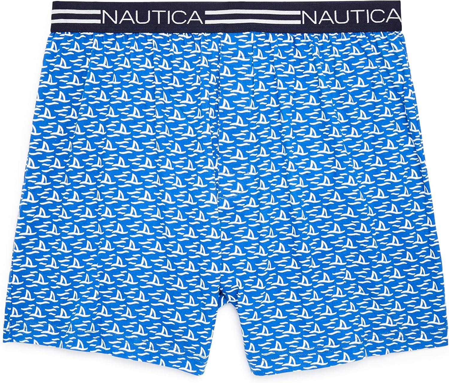 imageNautica mens Classic Cotton Loose Knit BoxerShark AttackBright Blue