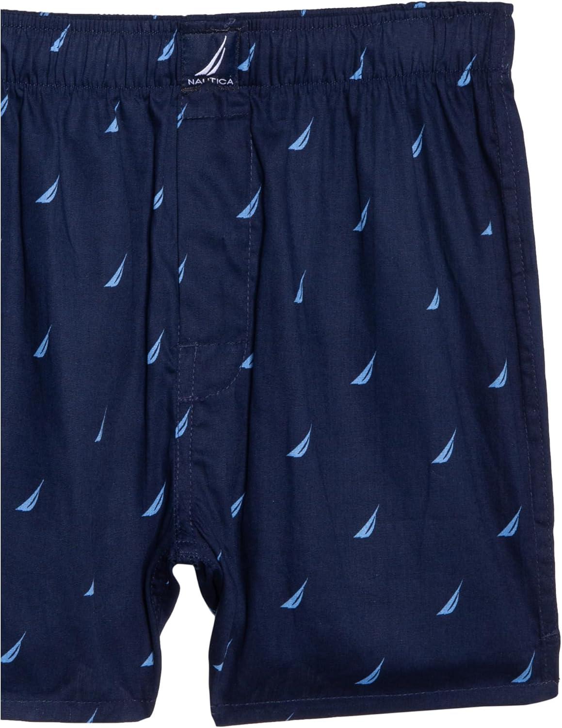 imageNautica mens Cotton Woven 3 Pack BoxersAero BlueSea CobaltSailspeacoat