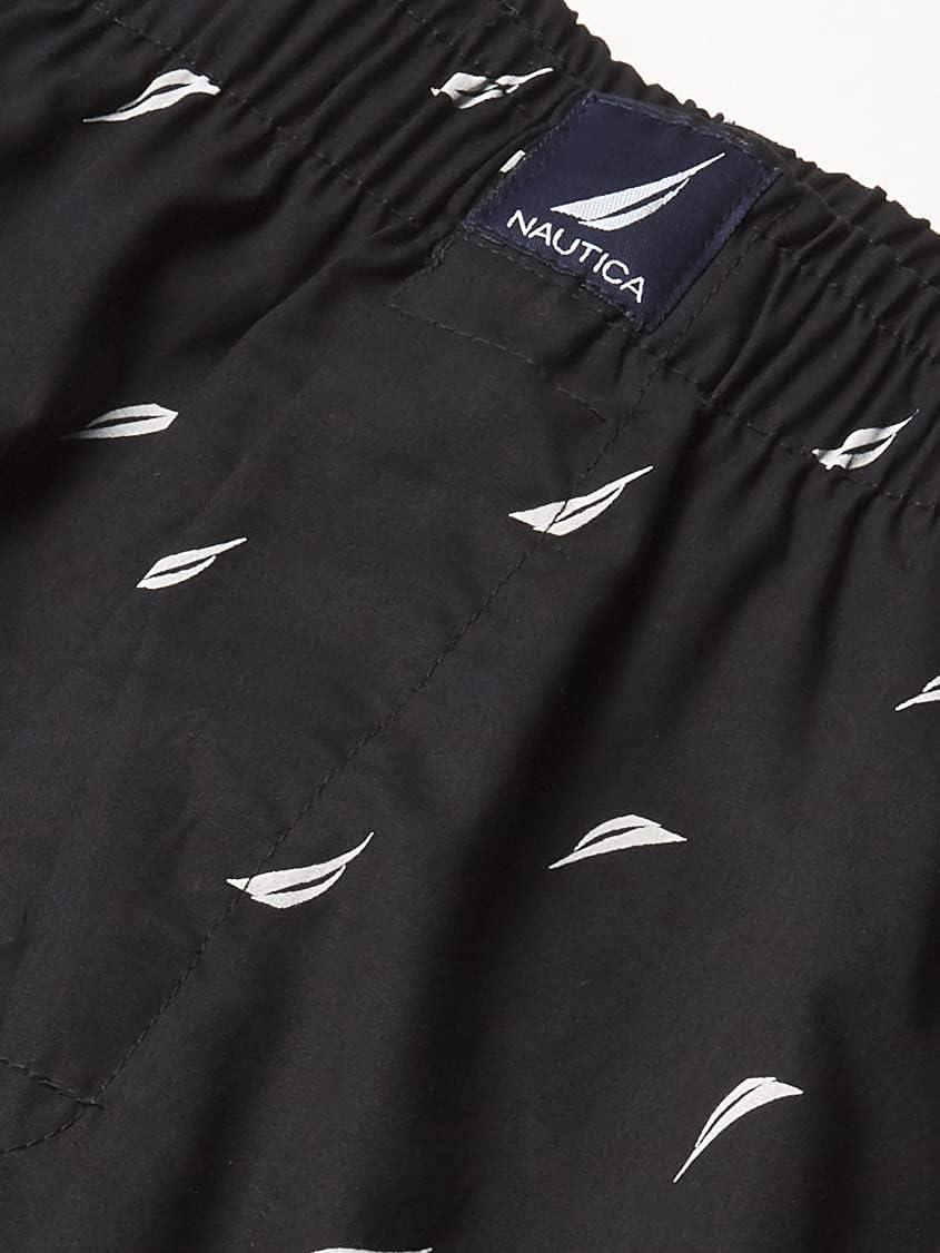 imageNautica mens Cotton Woven 3 Pack BoxersBlackNautica RedSails Black