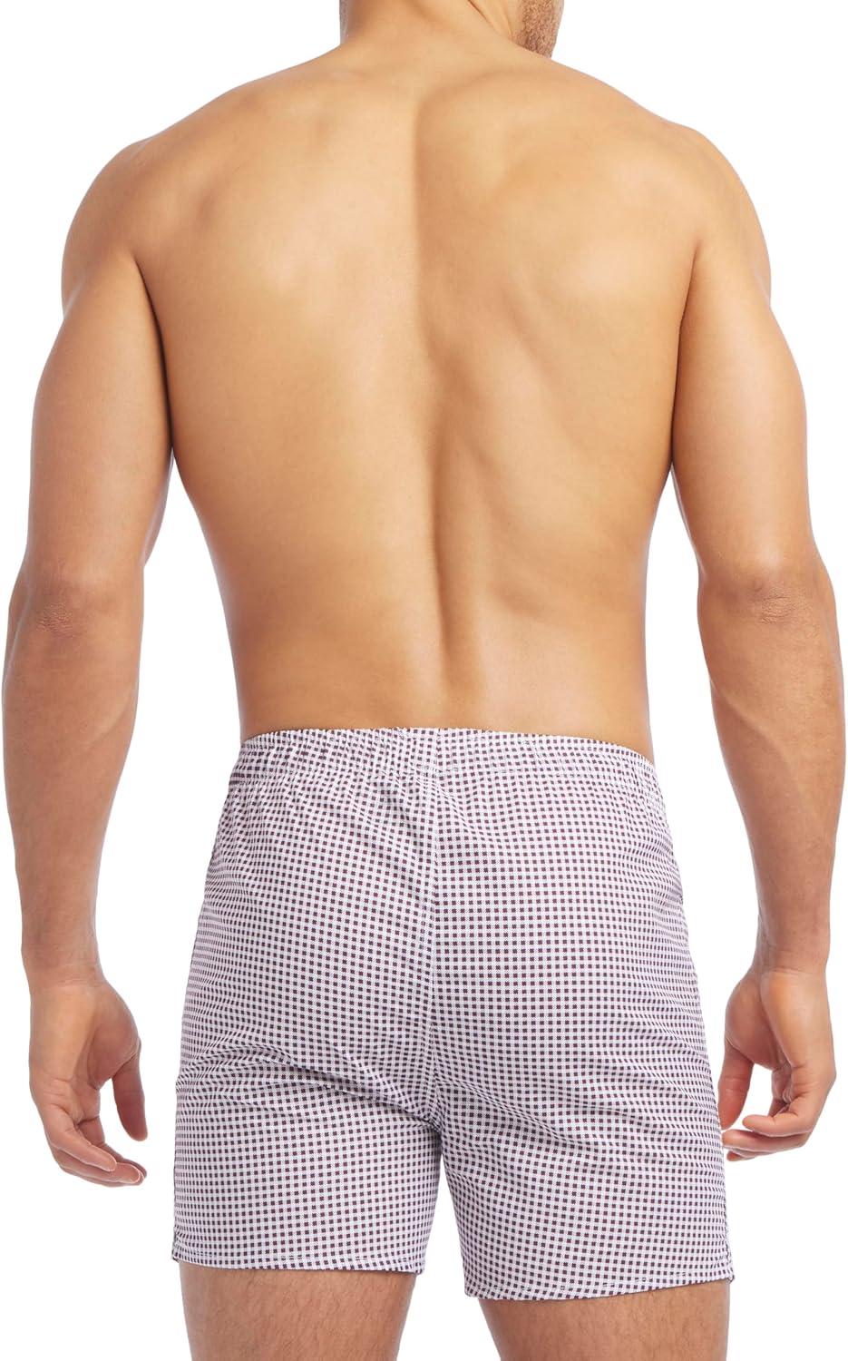 imageNautica mens Cotton Woven 3 Pack BoxersGinghampeacoatHunter GreenWine