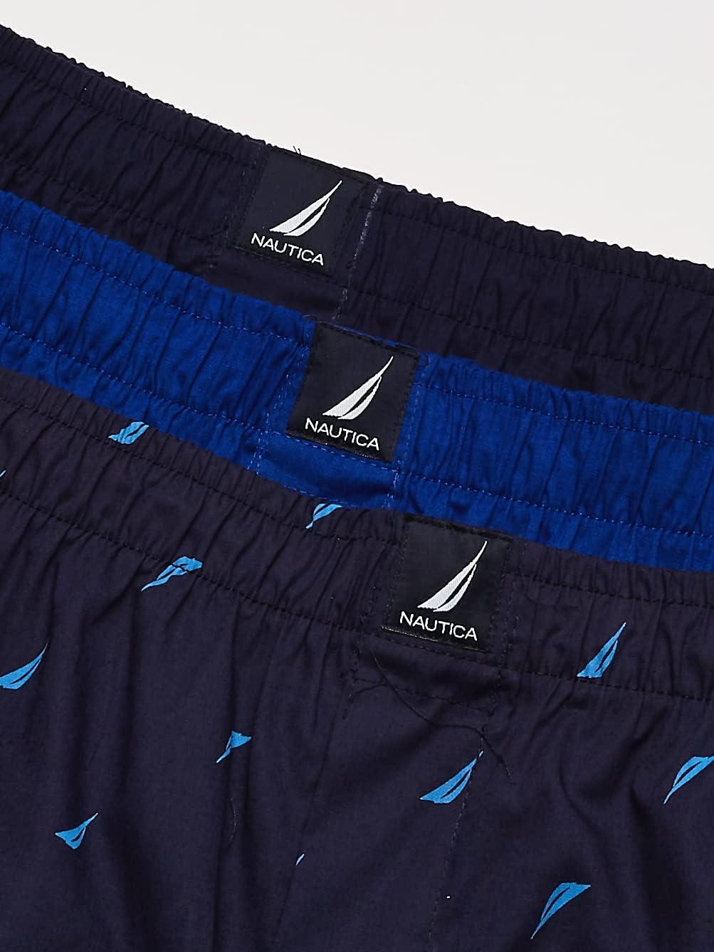 imageNautica mens Cotton Woven 3 Pack BoxersMulticolor