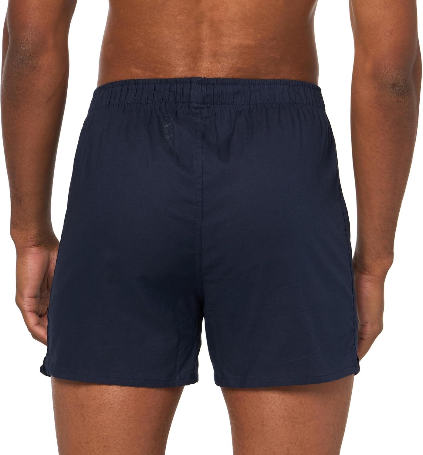 imageNautica mens Cotton Woven 3 Pack BoxersPeacoatAero BlueAnchor