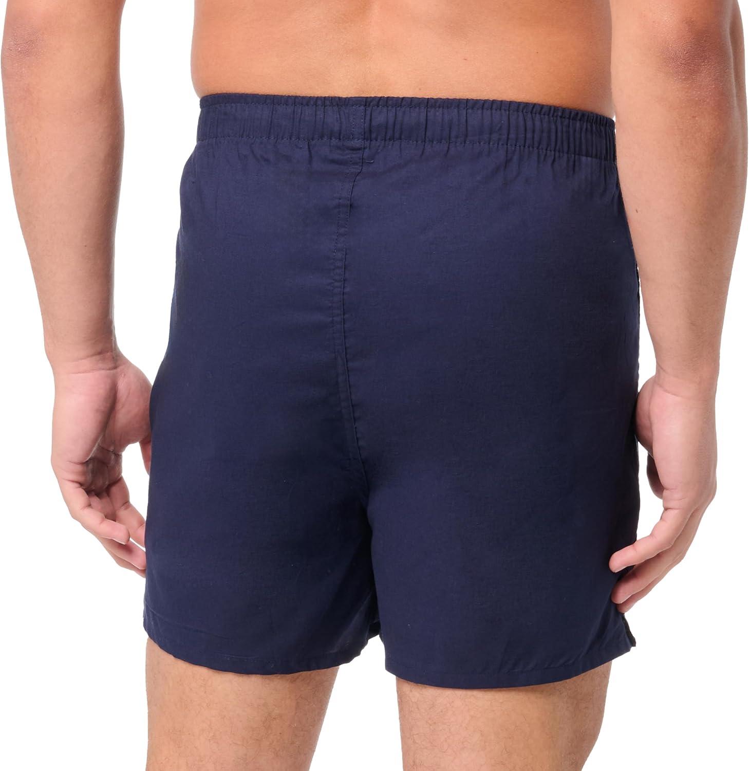 imageNautica mens Cotton Woven 3 Pack BoxersPeacoatHoundstoothscuba BlueAnchor Print