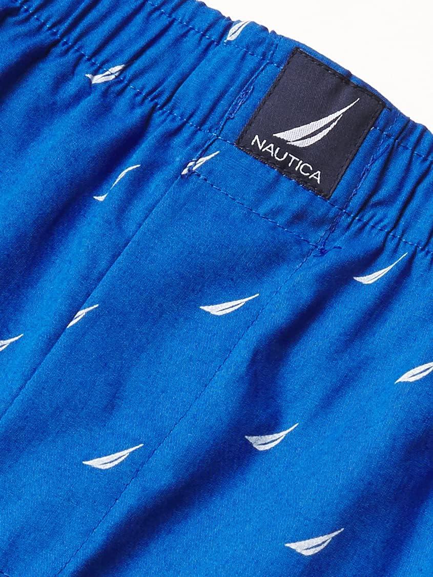 imageNautica mens Cotton Woven 3 Pack BoxersPeacoatOcean LapisSails Sea Cobalt