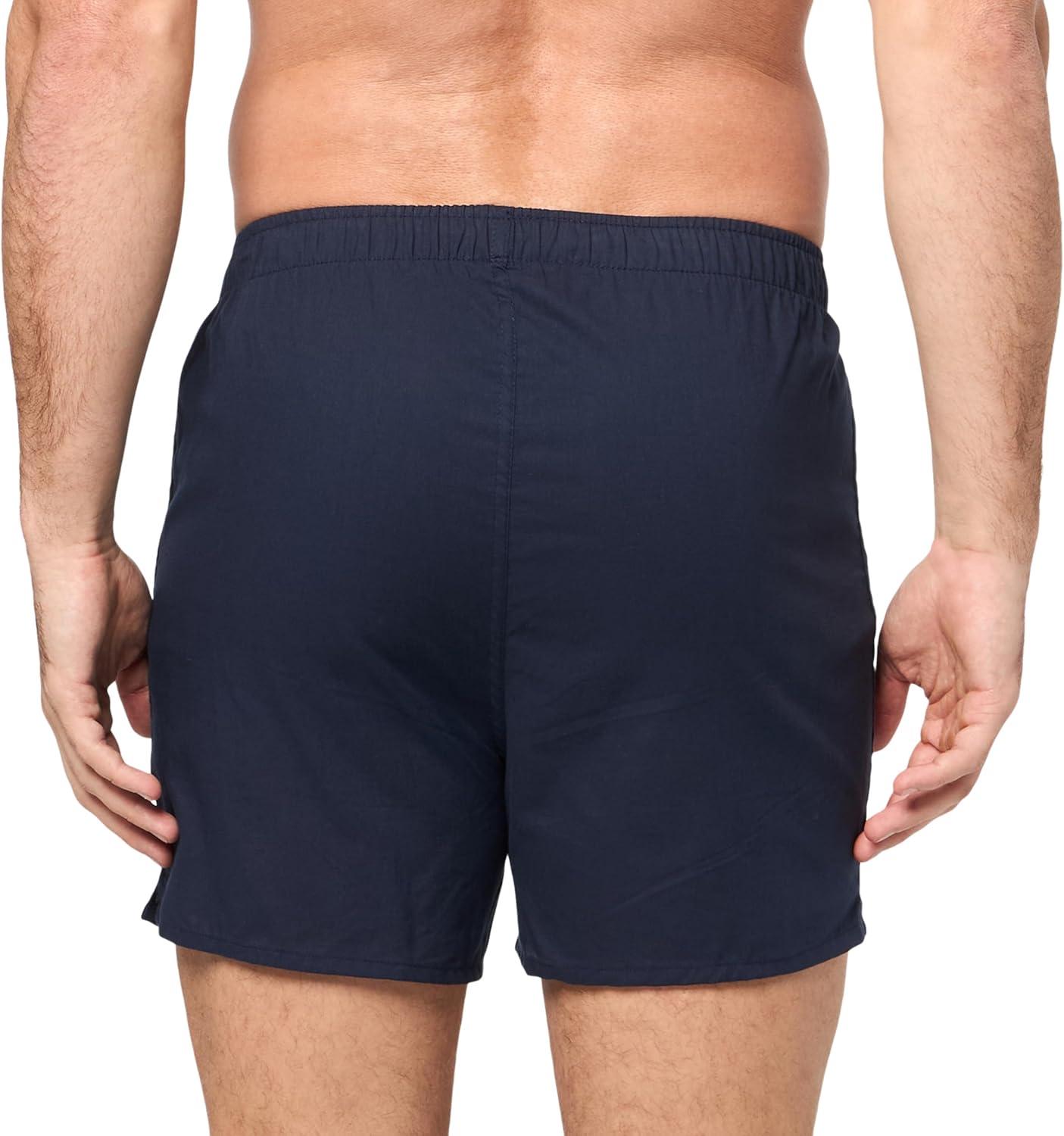 imageNautica mens Cotton Woven 3 Pack BoxersPeacoatSailsea CobaltSailaero Blue